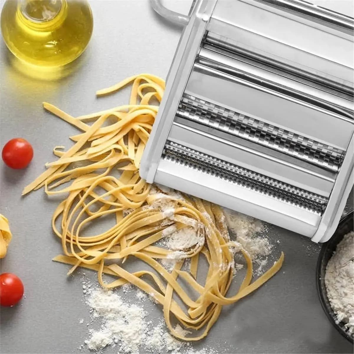 Macchina per Pasta Regolabile in Acciaio Inox N94R, Pressa per Noodle e Ravioli con Due Lame, Utensile da Cucina Multifunzionale