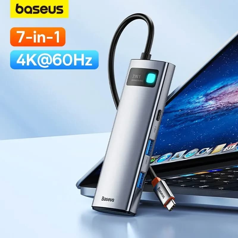 Baseus 7-in-1 Gen 2 USB C HUB 4K@60Hz HDMI 3*USB 3.0 PD 100W Tipo C Porta Lettore di schede SD/TF per MacBook iPad M2 M1 Steam Deck