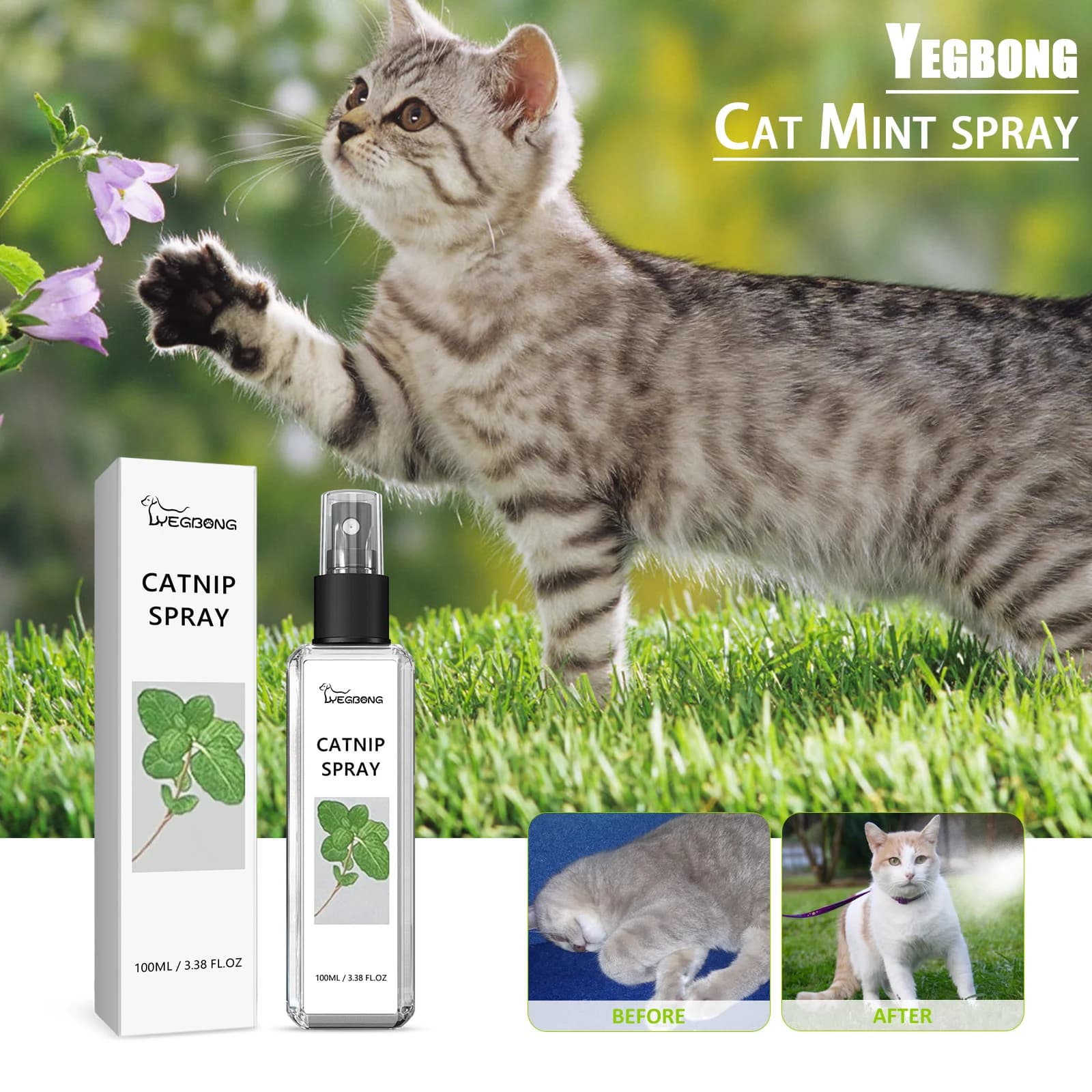Spray per erba gatta per gatti con nebbia di menta per animali domestici Ingredienti sani Tappetino antigraffio Induttore Eccidi intrattenere Repellente per addestramento lenitivo