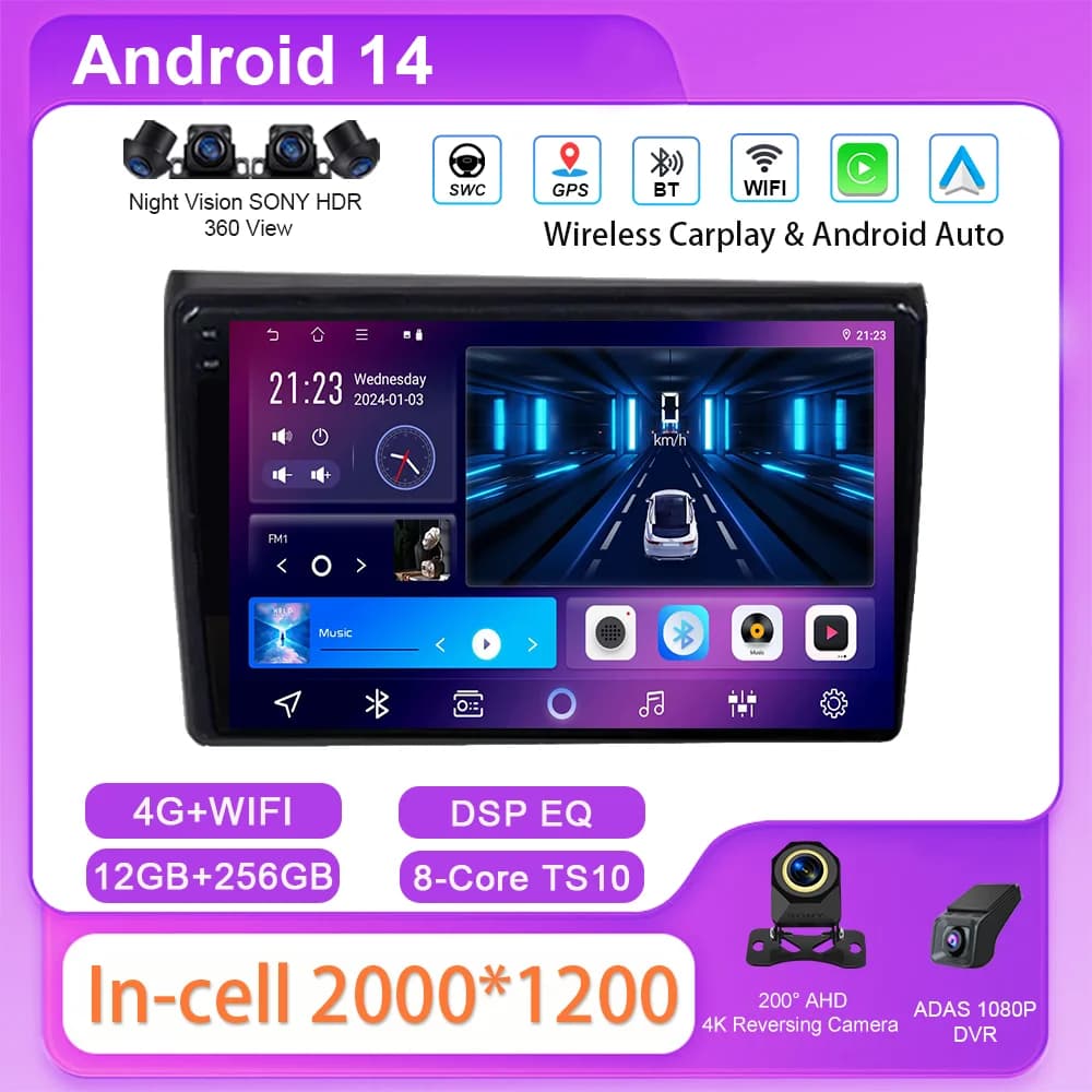 Android 14 Radio Stereo Per Hyundai Mistra 2017-2019 Auto Lettore Video Multimediale QLED Schermo di Navigazione GPS NO 2Din Bluetooth