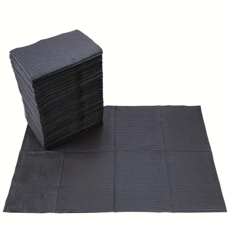 50pc Black Tattoo Bib Paper, Hygienic Personal Dental Bib Waterproof Tablecloth, Suitable for Tattoo Supplies and Artist Studios