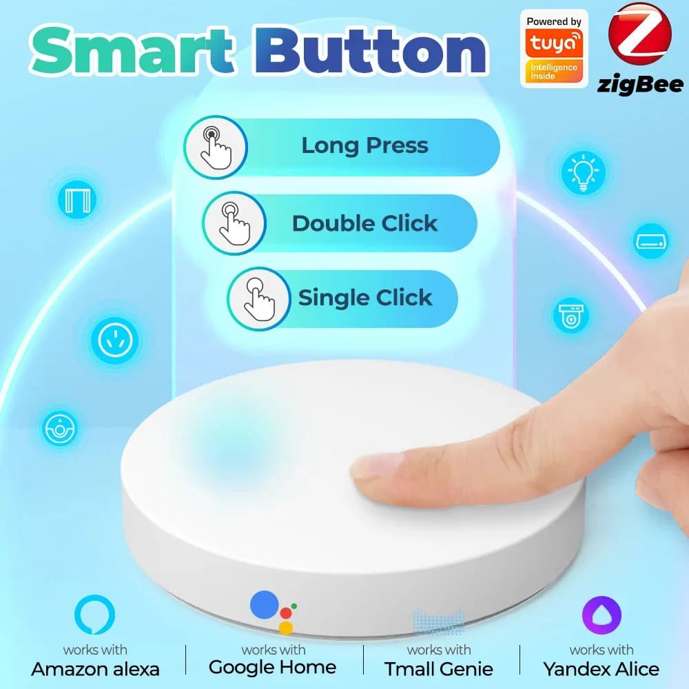 Tuya ZigBee Pulsante Scena Interruttore Collegamento intelligente Smart Switch Automazione alimentata a batteria Funziona con dispositivi Zigbee Zigbee2mqtt