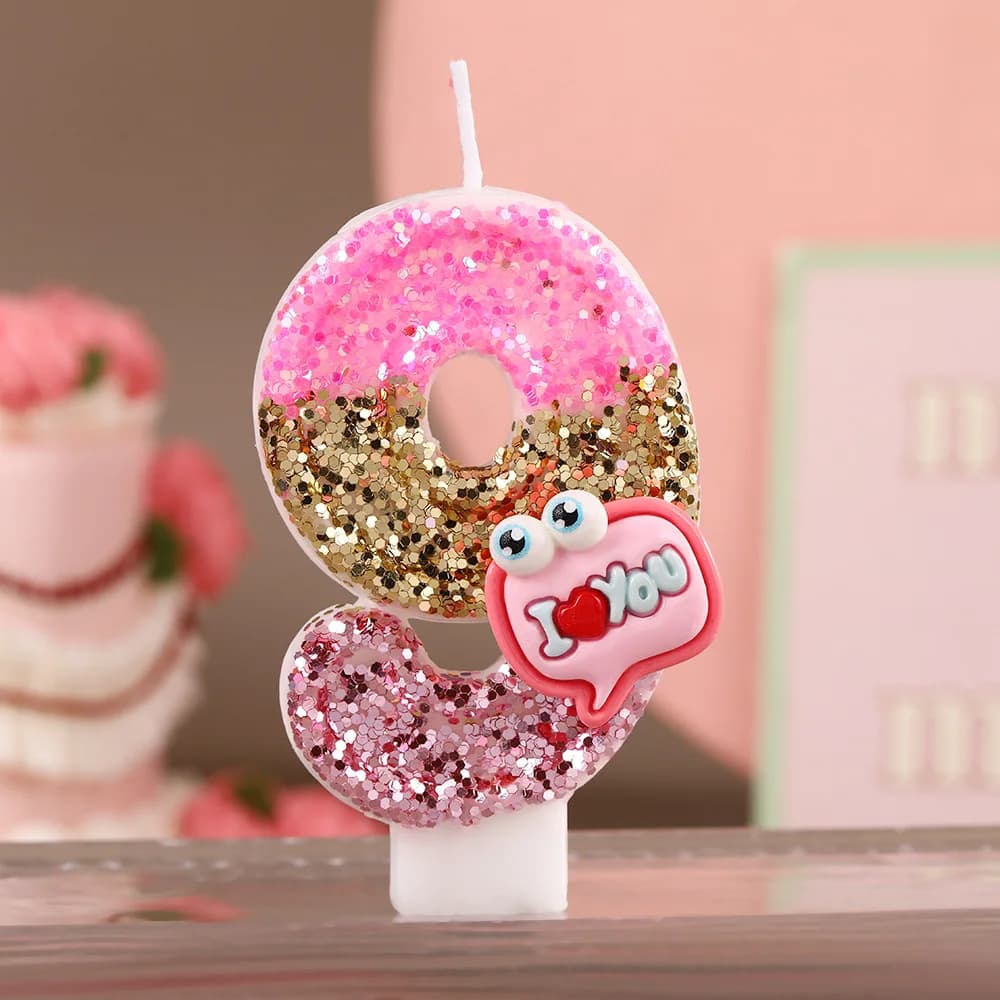 Creative Three-color Glitter Children's Number Candle Birthday Cake Cute Decoration Insert