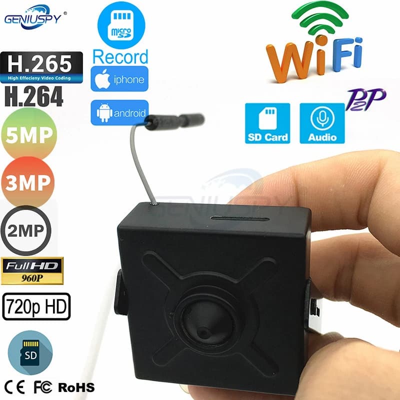 Piccola dimensione 40*40mm 4MP 5MP 1080P Full HD P2P Slot per scheda SD Wifi Mini telecamera IP Wireless con Reset e Antenna morbida e Audio