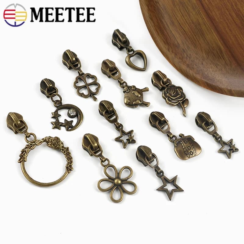 10/20/30Pz 5 # Cerniere in Metallo Bronzo, Cursori per Scarpe e Giacche, Teste di Cerniera per Borse, Accessori per Riparazione e Decorazione