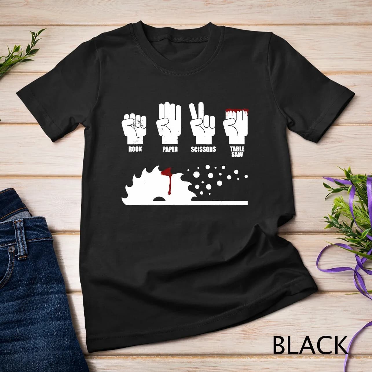 T-shirt unisex con forbici per carta da roccia, sega da tavolo, lavorazione del legno, carpentiere