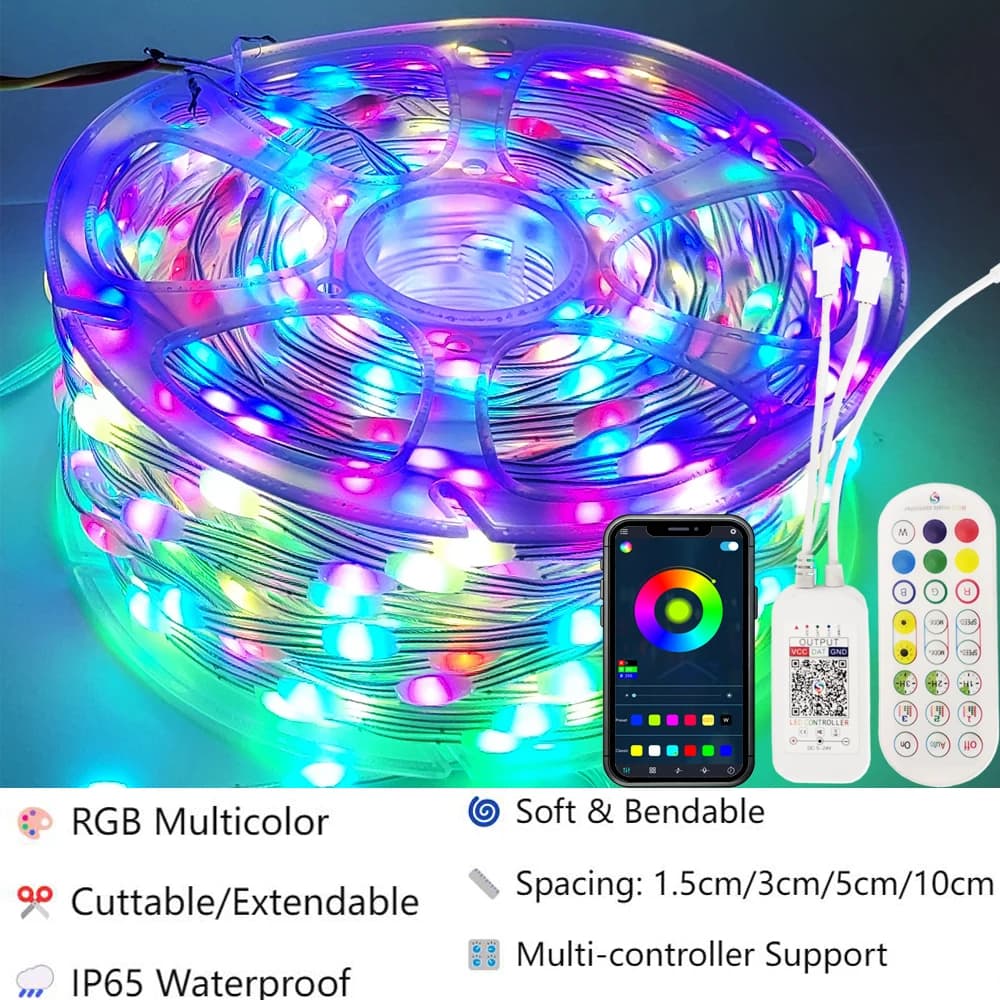 Strisce LED indirizzabili RGBIC, luci da fata colorate da sogno programmabili WS2812/11, decorazioni per la camera da letto, feste, Natale 5V