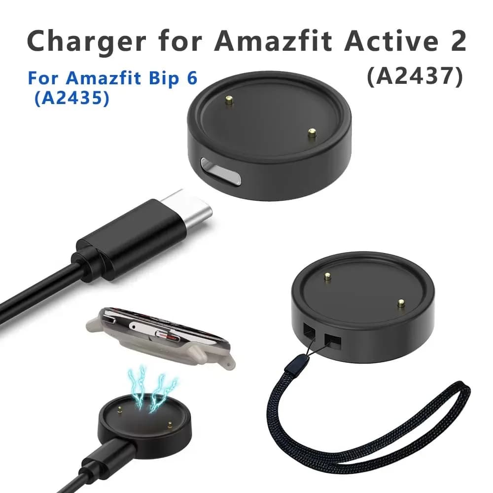 Caricabatterie per Amazfit Active 2/Bip 6 Smart Watch Base di ricarica Cavo di supporto Cavo magnetico Sostituzione carica USB