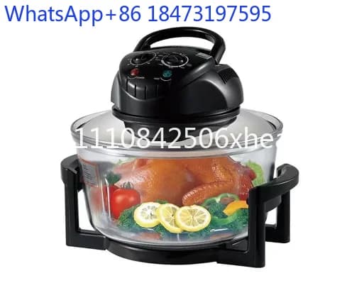 Forno a Convezione Digitale Alogeno da 12L con Ciotola in Vetro, Friggitrice ad Aria Trasparente, Forno Flavor Wave 220-240V