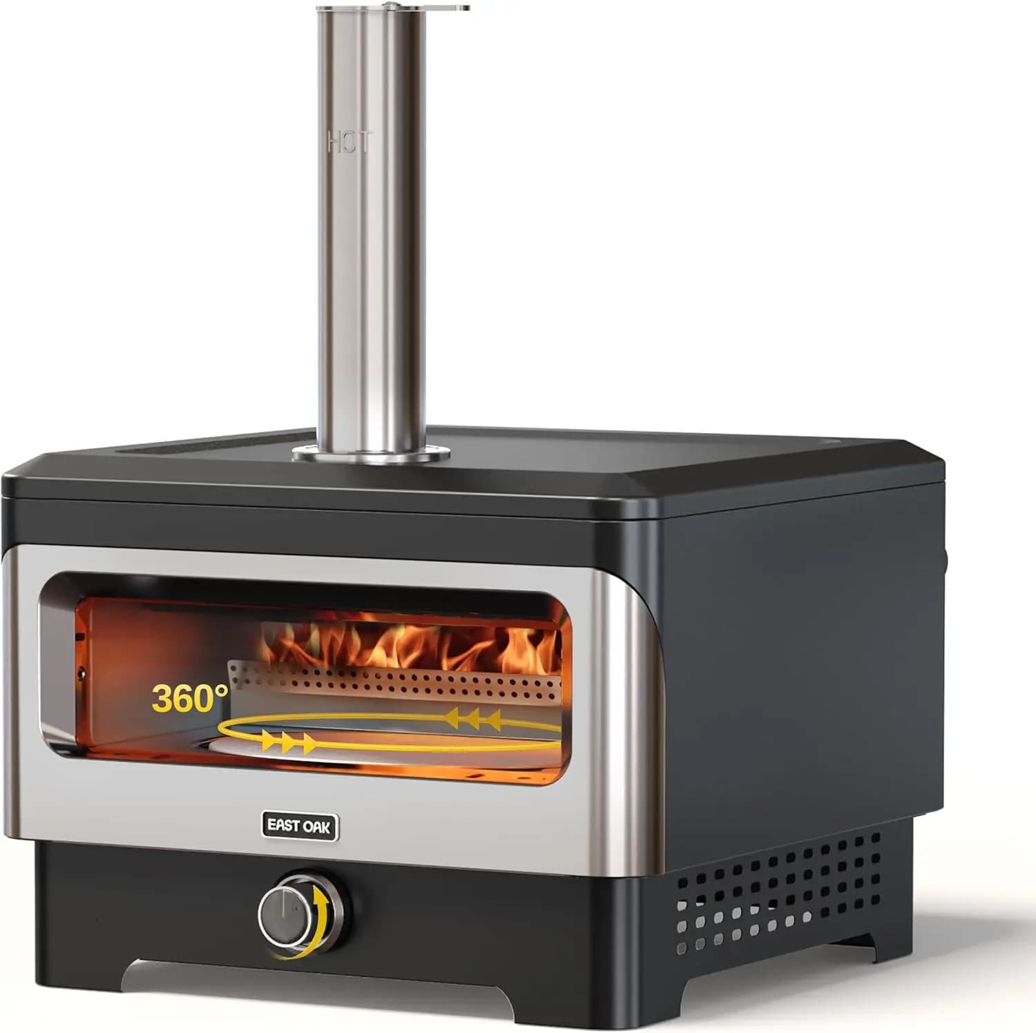 Forno Pizza da Esterno 12 Pollici con Pietra Rotante a 360°, Alimentato a Legna, da Appoggio, Sicuro per Cucina Esterna e BBQ