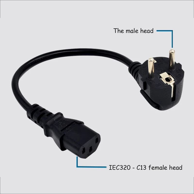 Stylish-EU Power Cable Euro Type F Schuko Plug IEC C13 Power Supply Cable For PC Computer Monitor Printer TV(EU Plug)