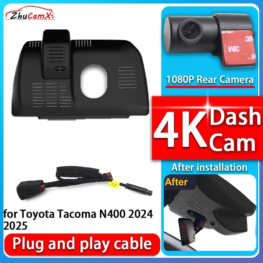 4K 2160P Plug and Play Dash Cam Camera Night Vision for Toyota Tacoma N400 2024 2025