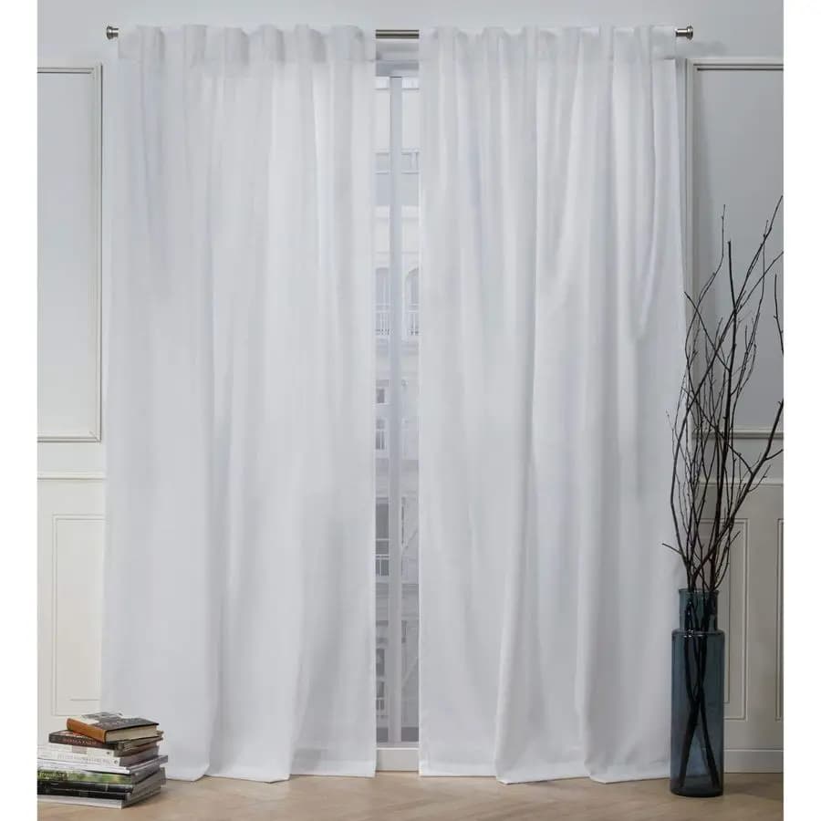 Pair of Filtranti Light Curtain Panels with Hidden Pocket for Auction, Lino Grezzo Effect, 54x96, Winter