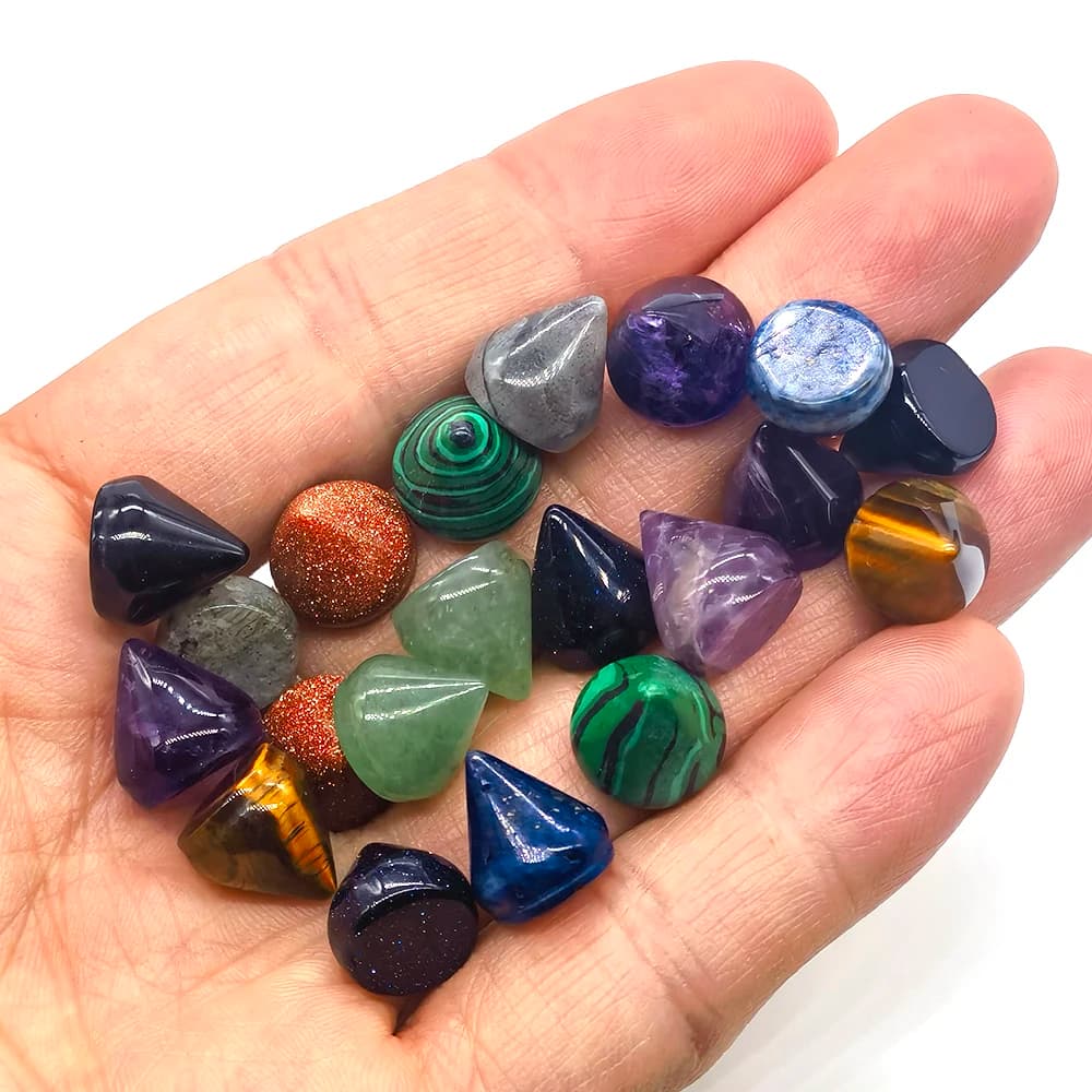 10*10mm cristallo naturale pietra proiettile cono borchie e punte per vestiti fai da te borsa artigianale scarpa artigianale cassa del telefono accessori decorativi