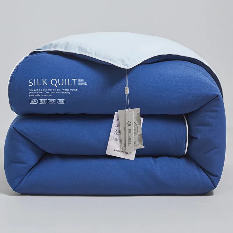 100% Luxury Gelso Silk Down Jacket Queen/King Size with Temperature Control and Cotton Coating, Quilted Cover for All Seasons