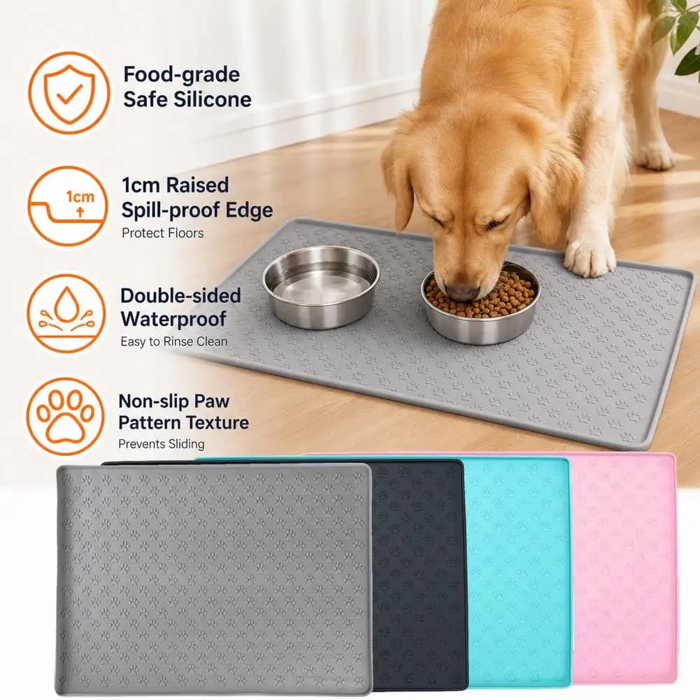 Silicone Pet Placemat Cat Dog Drinking Feeding Placemat Feeder Mats Cat Feed Mat Waterproof Dog Food Bowl Pad Mat