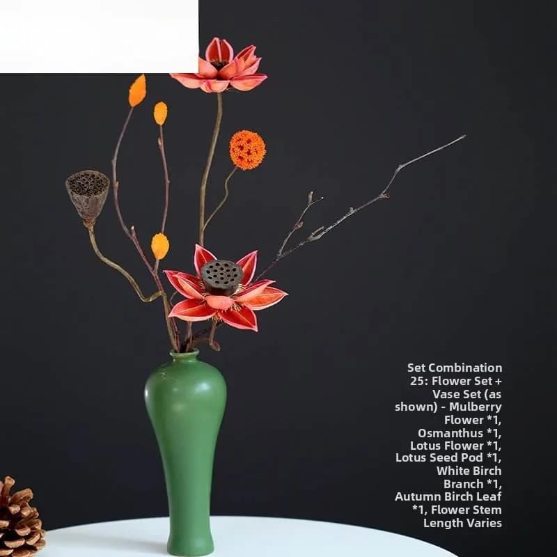 Flower Bouquet Secchi Zen, Decorative Piece, Lotus Bowl, Living Room Decoration, Vera Floral Composition, Chinese Style
