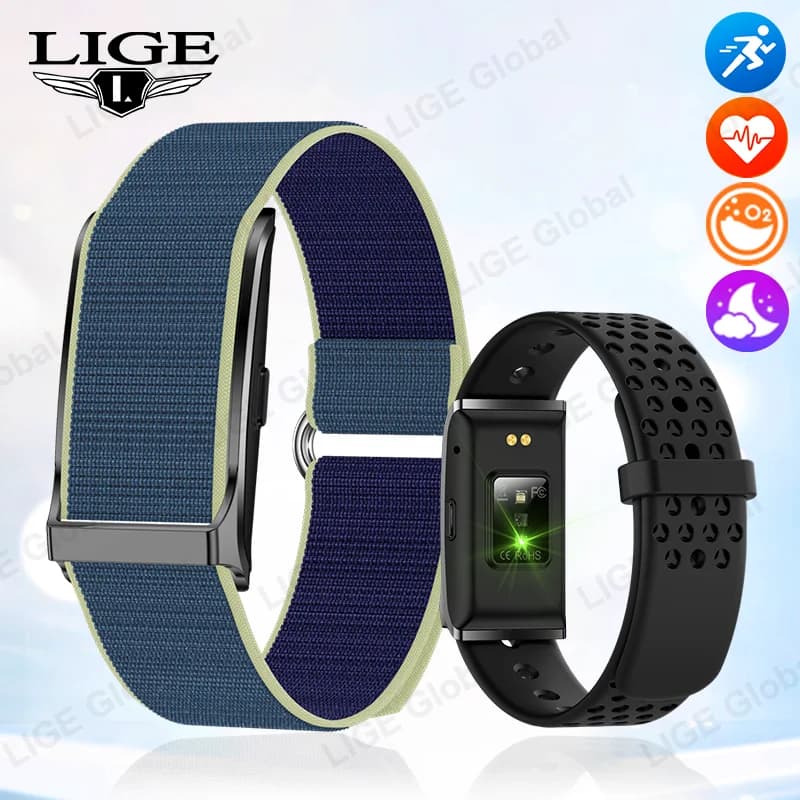 LIGE smart sports bracelet without screen for Android IOS man fitness heart rate blood pressure reminder called women's smartwatch strap