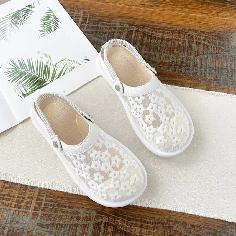 Sandali da donna 2026 con punta chiusa in rete, leggeri, traspiranti, con lacci, scarpe da donna con suola morbida, scarpe casual piatte da esterno stile fatato