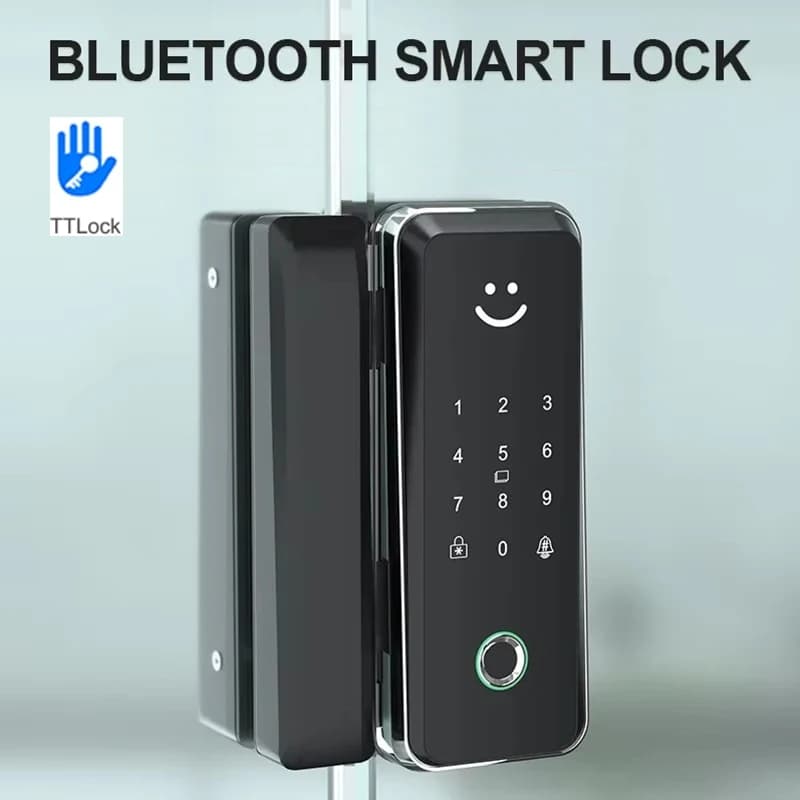 Serratura per porta in vetro intelligente Scheda RFID magnetica Ingresso senza chiave Impronta digitale biometrica Tastiera digitale elettronica Ttlock Serratura per porta Bluetooth