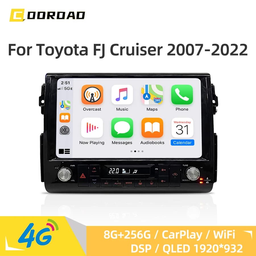 Android 14.0 Autoradio Per Toyota FJ Cruiser 2007-2022 CarPlay Navigazione GPS 4G WiFi Bluetooth DSP RDS Stereo Lettore Multimediale