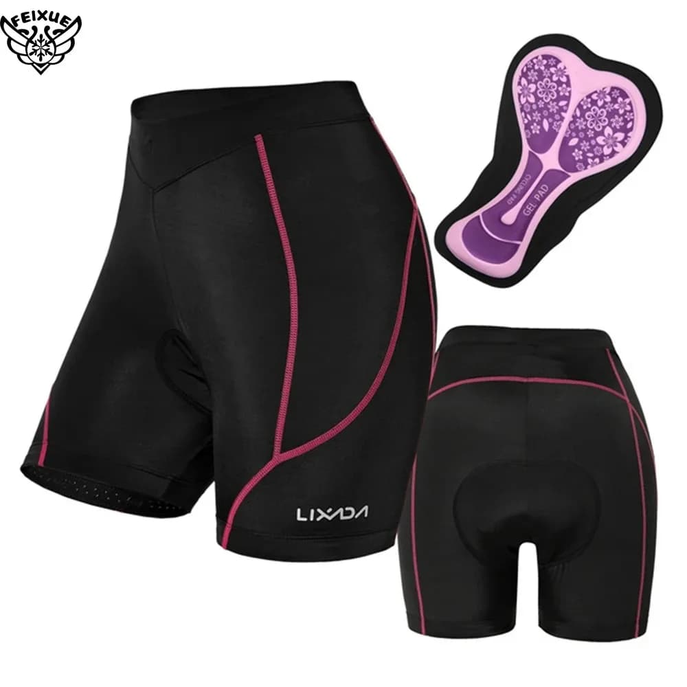 Pantaloncini da ciclismo da donna Pantaloncini da bici da corsa in schiuma 3D imbottiti in gel antiurto Pantaloncini da bicicletta traspiranti