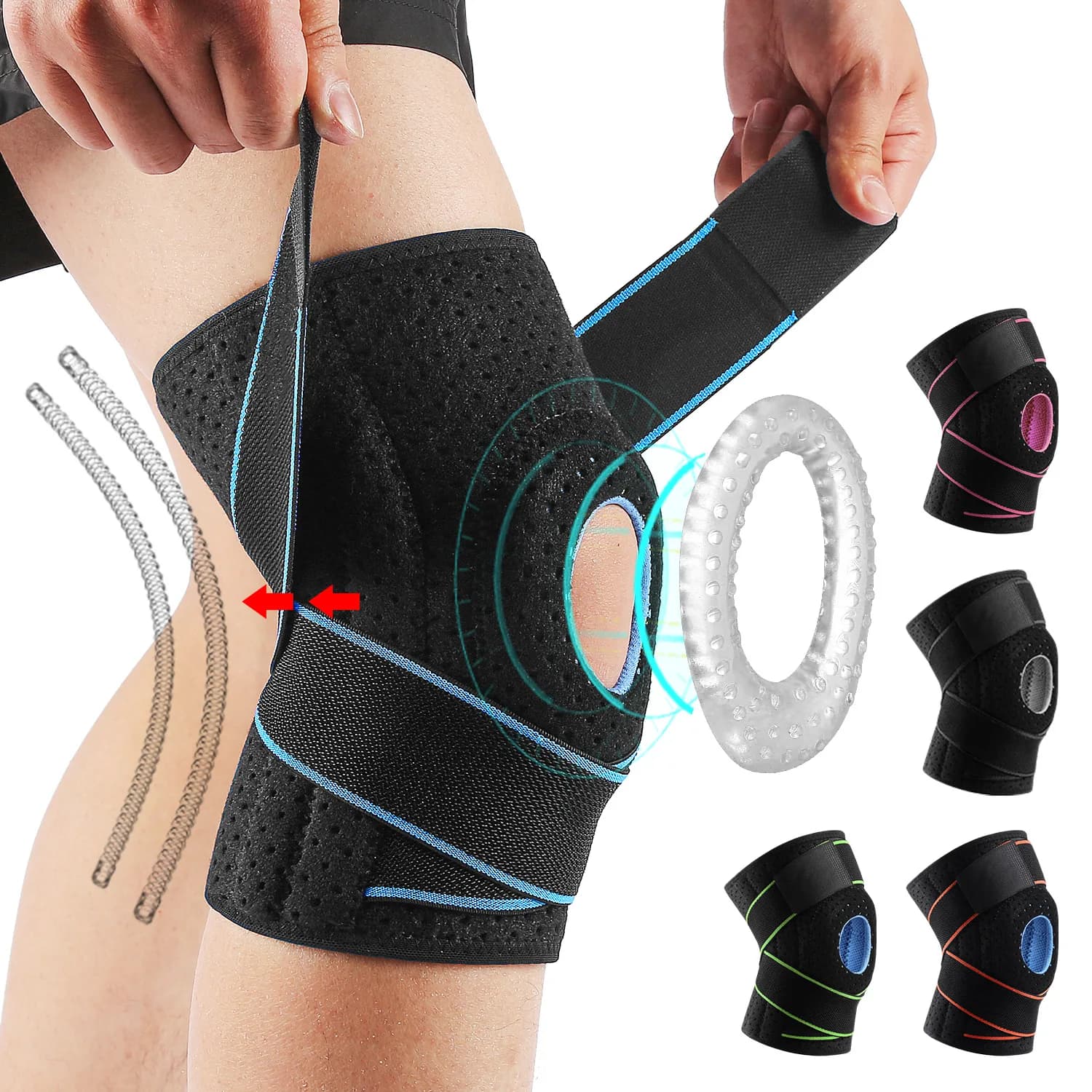 Ginocchiera Sportiva Elastica a Compressione, Protezione per Articolazioni e Artrite, Supporto per Ginocchio per Pallavolo