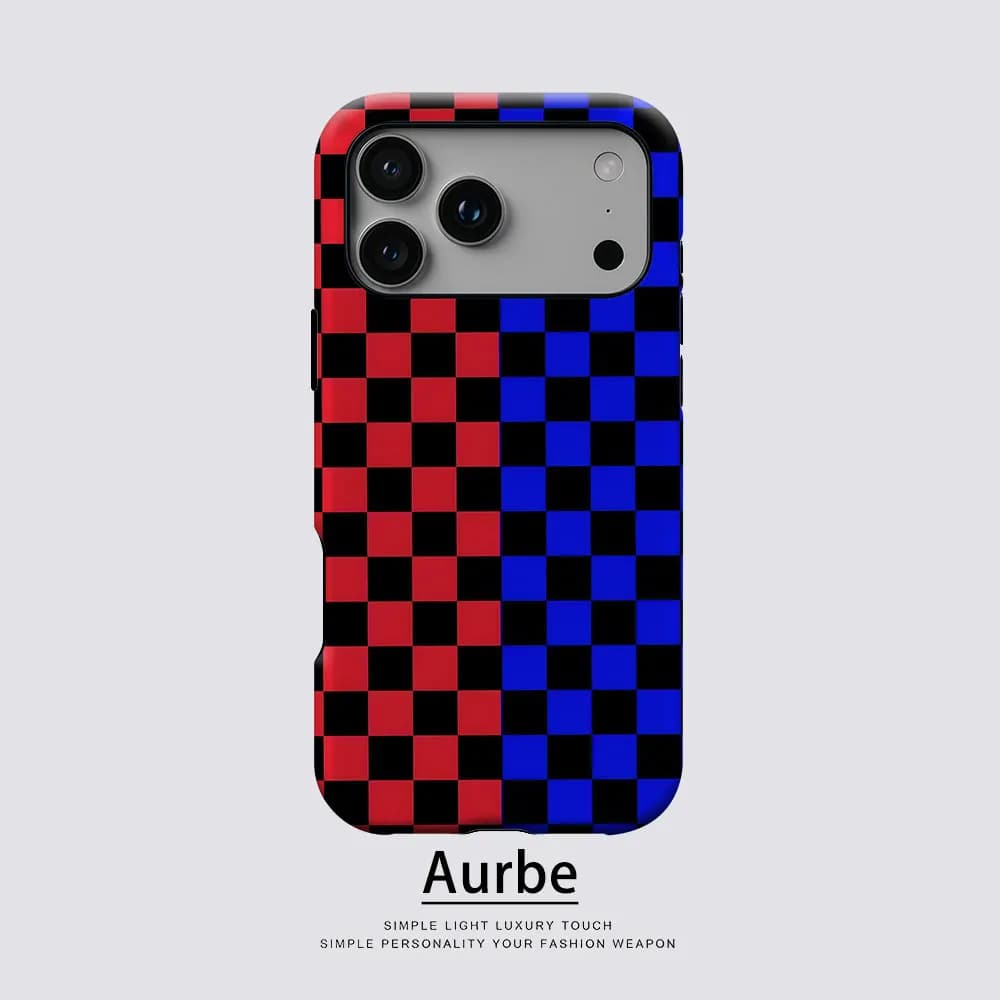 Dual Checkered Tile For Magnetic Phone Case For IPhone 18 17 16 15 14 13 Pro Max Plus Single Double-Layer Tough Case