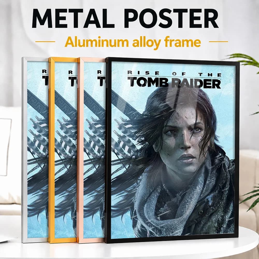 Rise Of The Tomb Raider Game Framed Metal Poster Personalized Photo Bold Digital Style Wall Art For Home Office Collector Gift