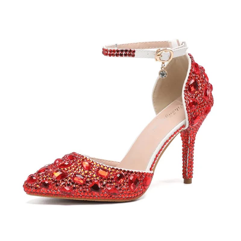 2026 Spring And Summer New Women Sandals Pointed High Heels Crystal Diamond Chain Wedding Shoes Banquet Women Single Pumps Shoes
