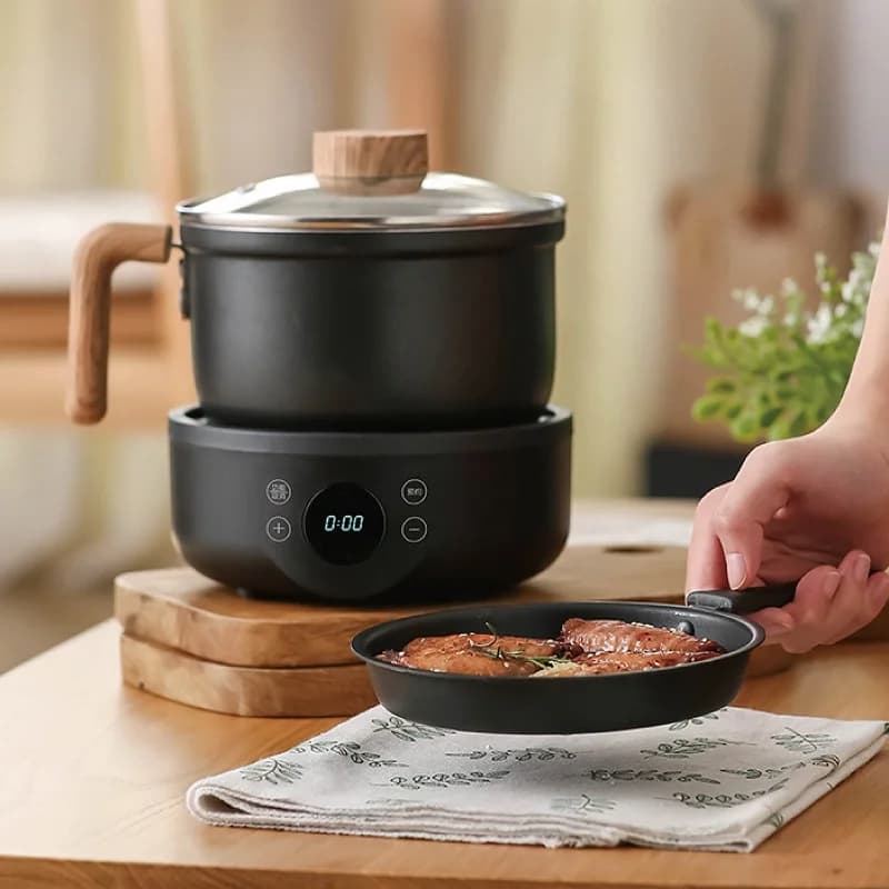 Electric Multifunctional Pot 110V/220V, Anti-stick pan, Pentola for Noodles from Dormitory 1.8L, Hot Pot, Cuociriso with Booking Function