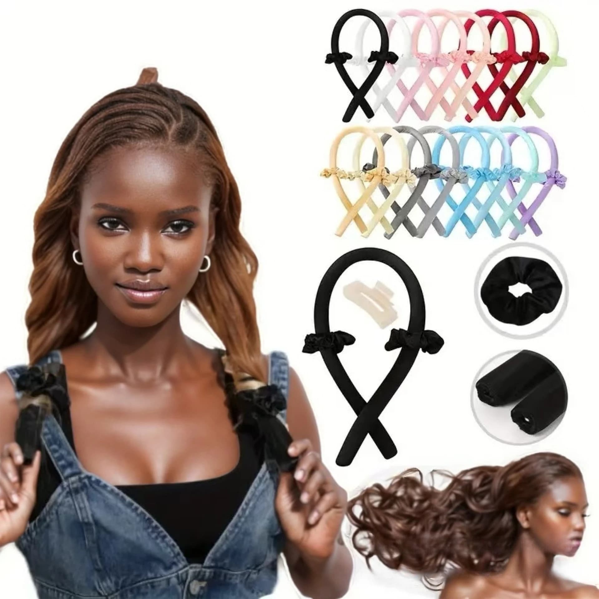 Bigodino ondulato Unicorno pigro Nessun calore Asta arricciacapelli Parrucchiere Styling Spugna per capelli a spirale Strumento per arricciare Intrecciare i capelli Accessori per capelli