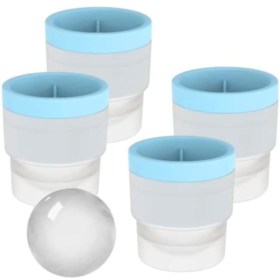 Ice Ball Maker Mold - Set of 4, Round Ice Cube Mold, 2.4 Inc Spere Ice Cubes Wiskey, Cocktails, Bourbon 4, Blue