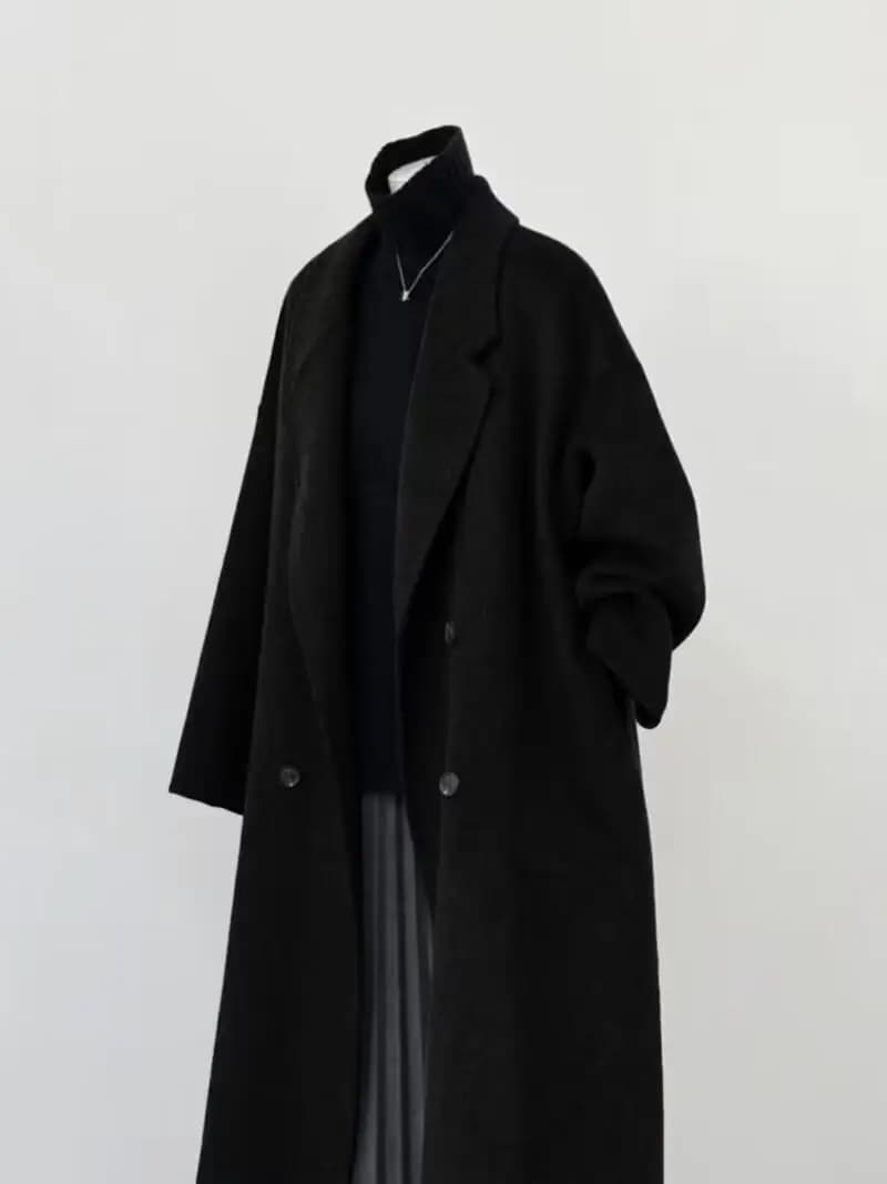 Black Double-Sided Cashmere Coat Women's 2026 New Autumn Winter High-End Feeling Small Size Mid-Length Woolen Jacket Korean S...