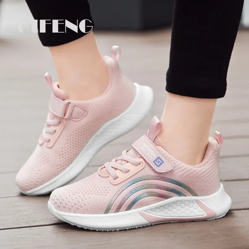 Scarpe casual per ragazze carine Sneakers in rete bianca Studente Bambini Calzino estivo Calzature Moda Scarpe sportive per bambini Tenis Running Autunno