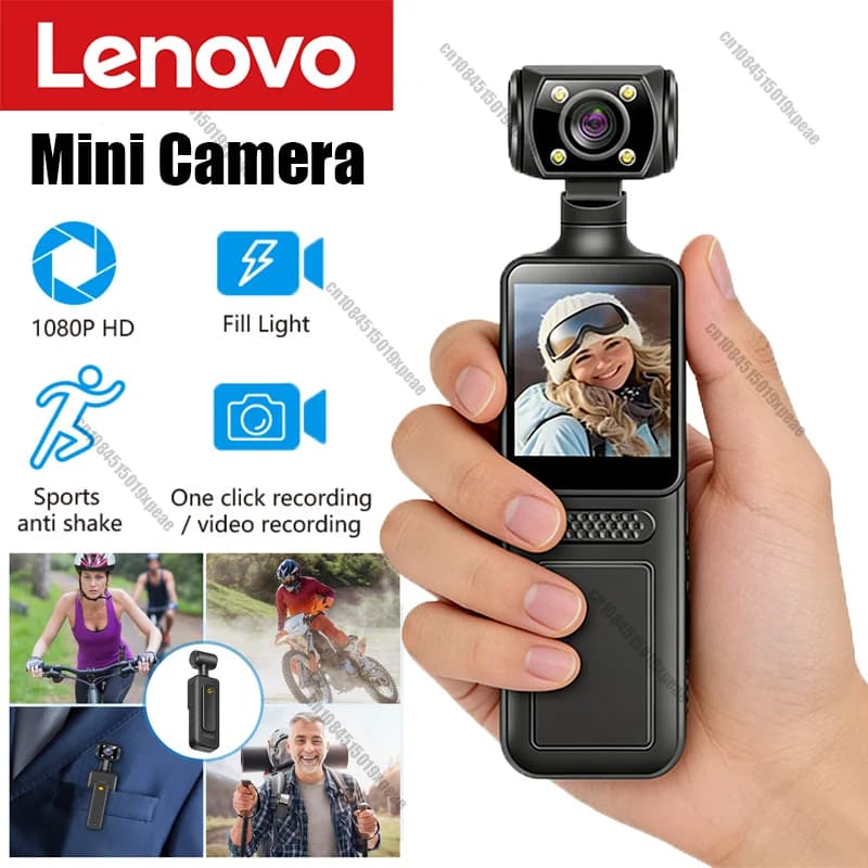 Nuova Videocamera Digitale Portatile Lenovo 1080P HD, Registratore Video Professionale Anti-Shake con Visione Notturna, Action Camera