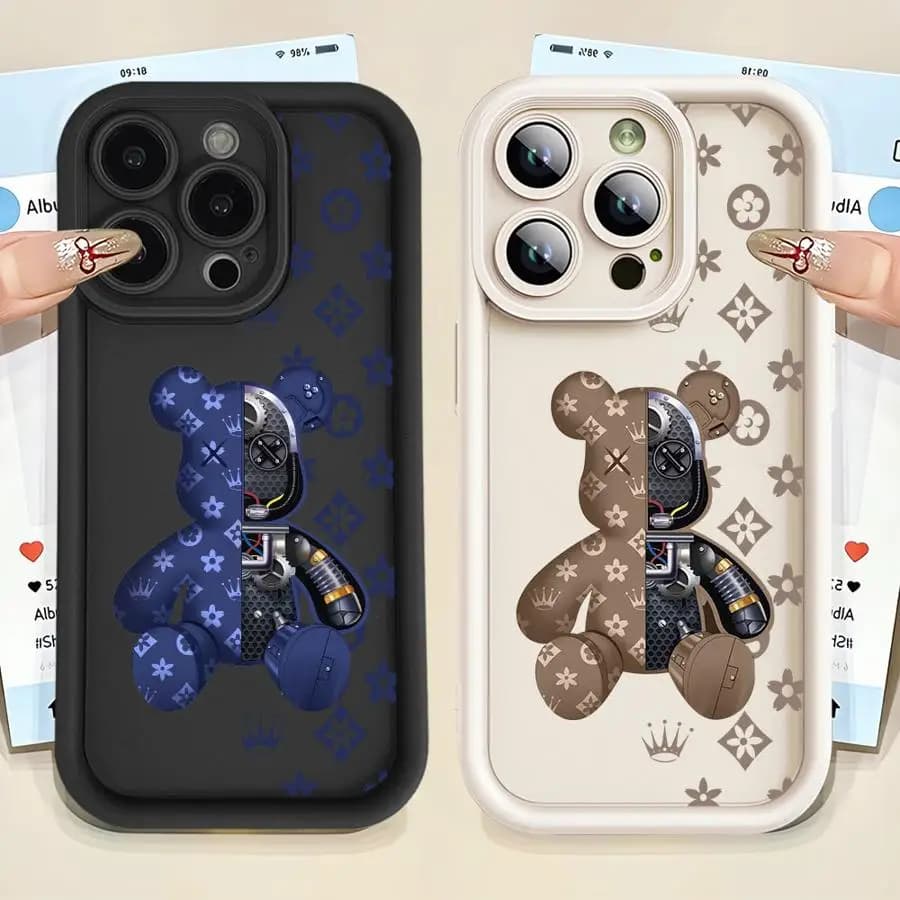 Soft case for iPhone 16e 14+ 11 14 12 15Pro 15 Plus 16 Pro Max 13Pro 16+ Fashion Cute Robert Bear