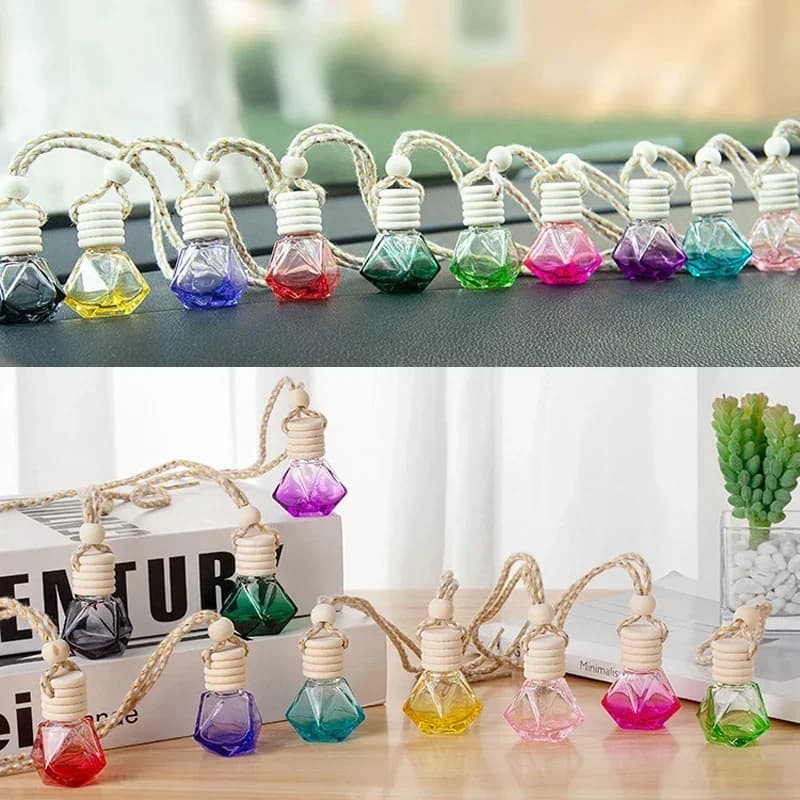 Perfume Bottle Pendant for Deodorant for Cars Blank Glass Bottle Shaped Diamond Bottle Perfume Bottles Hanging For Car Accessories For Ornaments