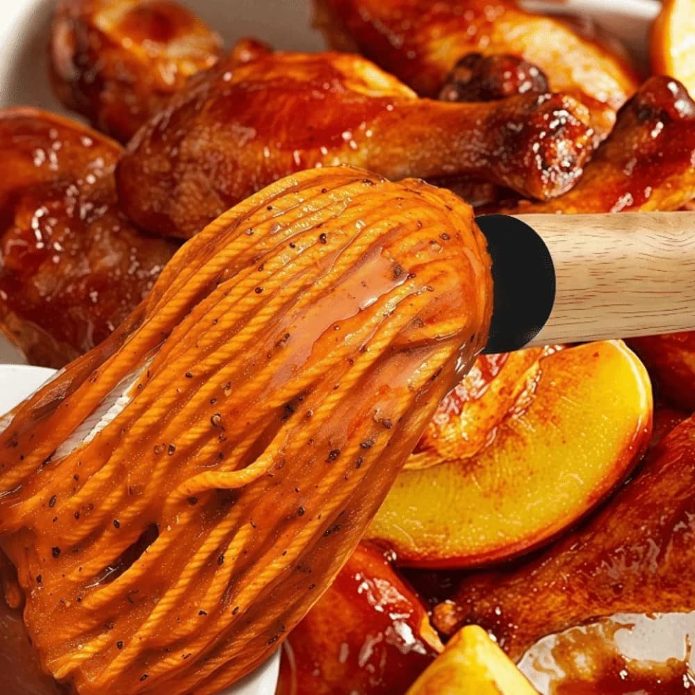 Spazzole per barbecue con manico in legno e testine di ricambio, pennelli per salse da barbecue con setole morbide in cotone, spazzola per grigliate