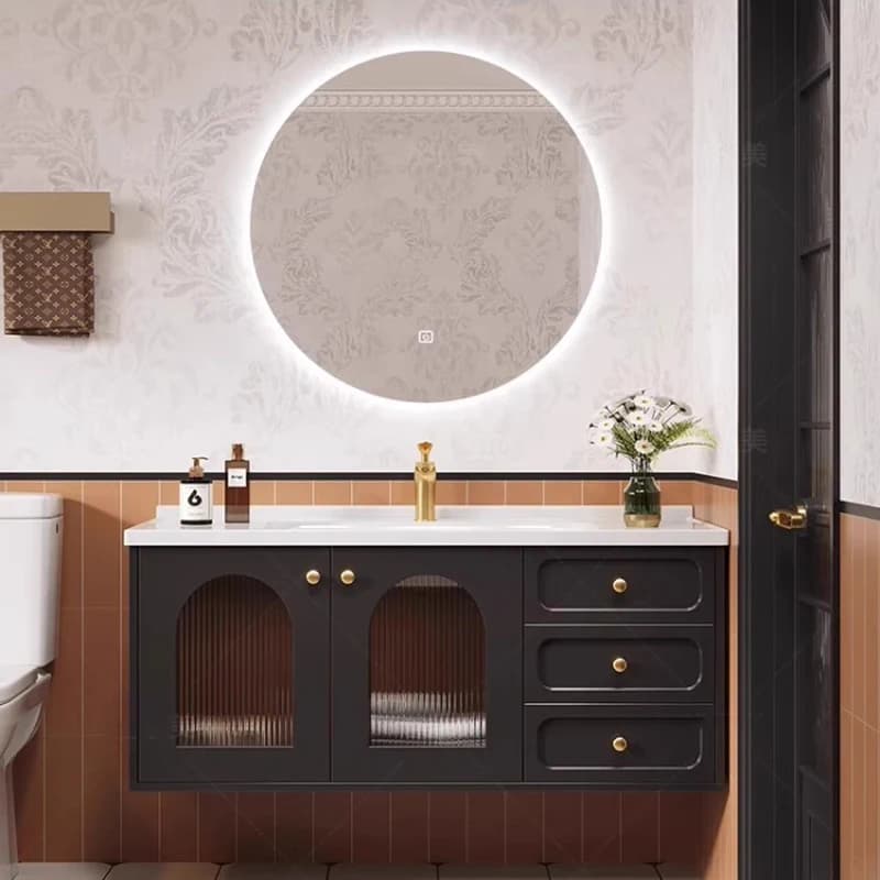 Mobiletto Organizzatore per Bagno con Specchio, Divisori per WC, Armadietto Portaoggetti, Cassetti, Gabinete, Arredamento Trendy