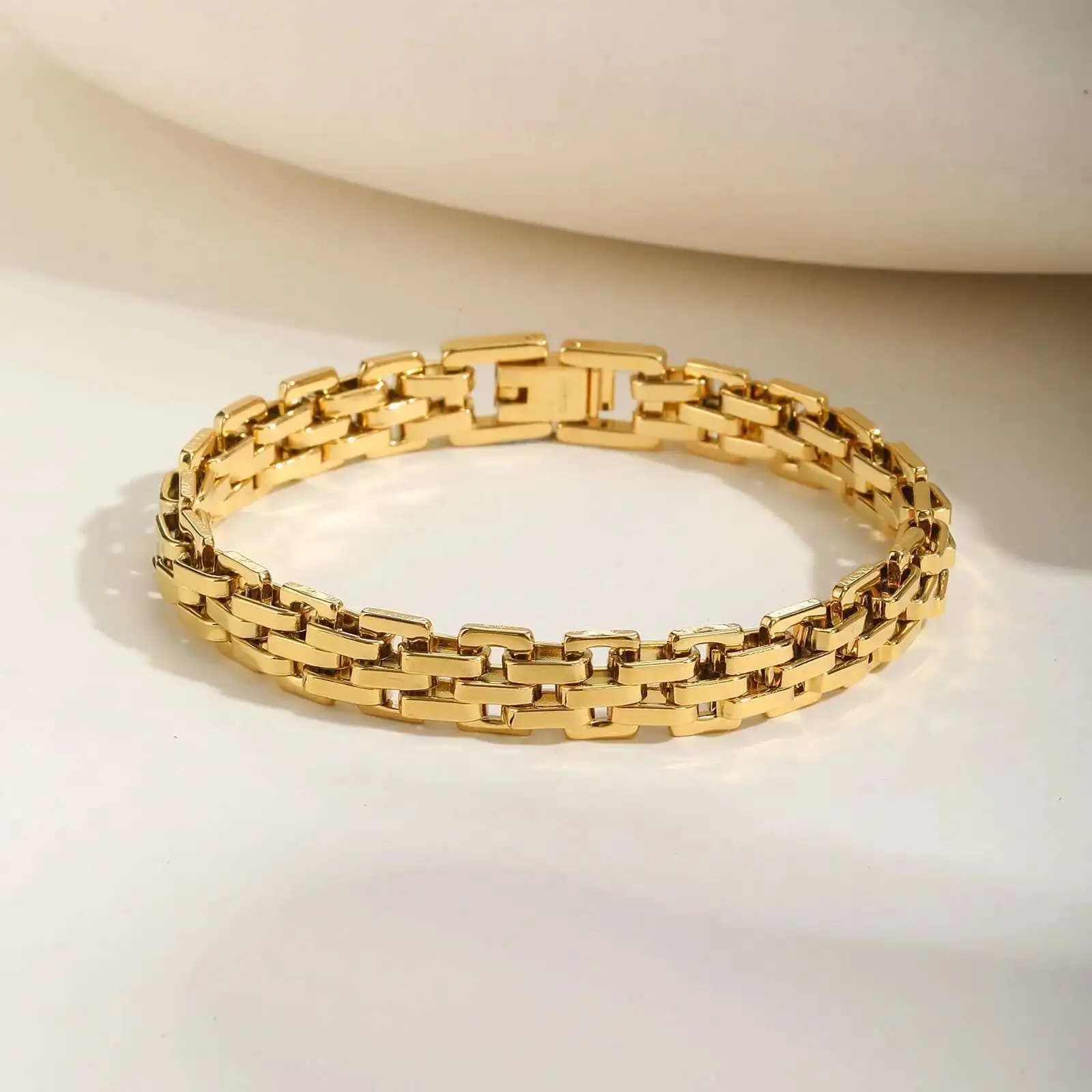 Prjewel Bracciale con cinturino per orologio da donna Bracciale in acciaio inossidabile color oro Gioielli impermeabili per feste di moda per regali per donne e ragazze