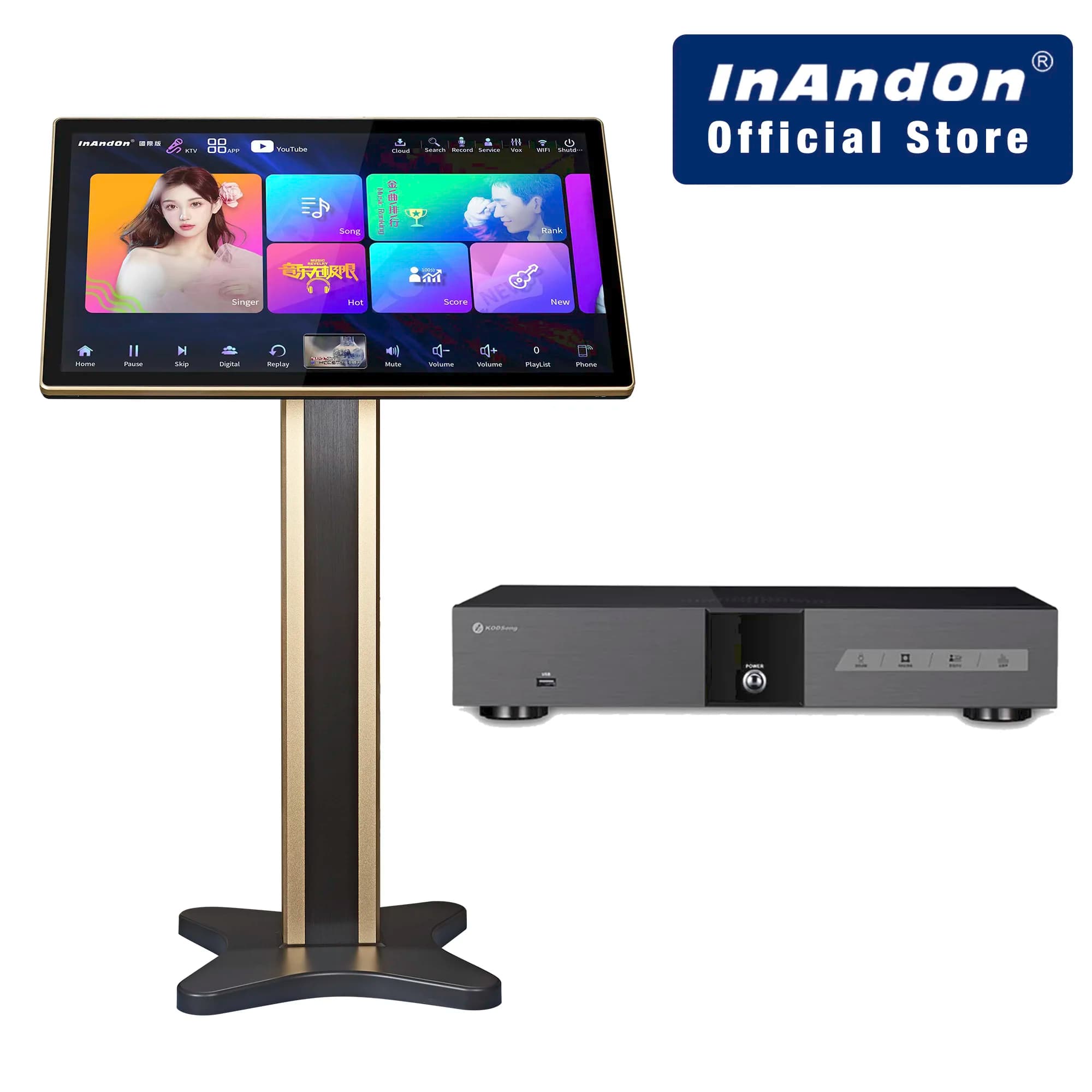InAndOn KV-V5 MAX Macchina per karaoke Lettore di tipo diviso + Touch screen da 21,5" YouTube Cloud Library WiFi