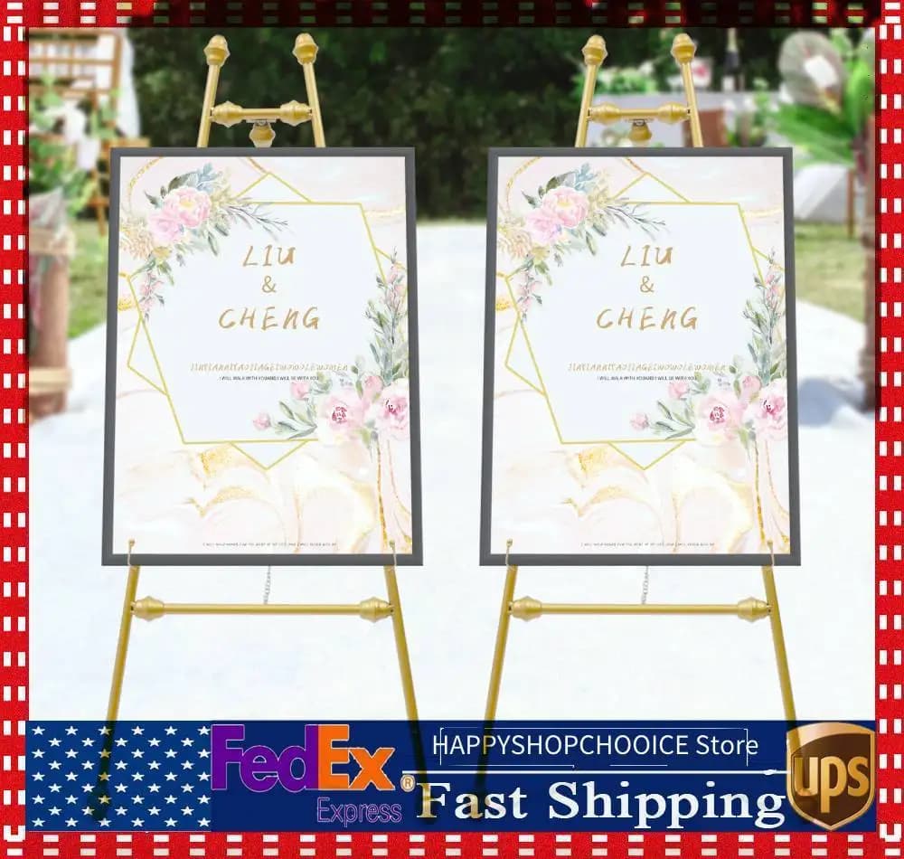 Set of 2 Gold Wedding Display Stands | Art Display Stands | Gold Picture Frame Display Stands