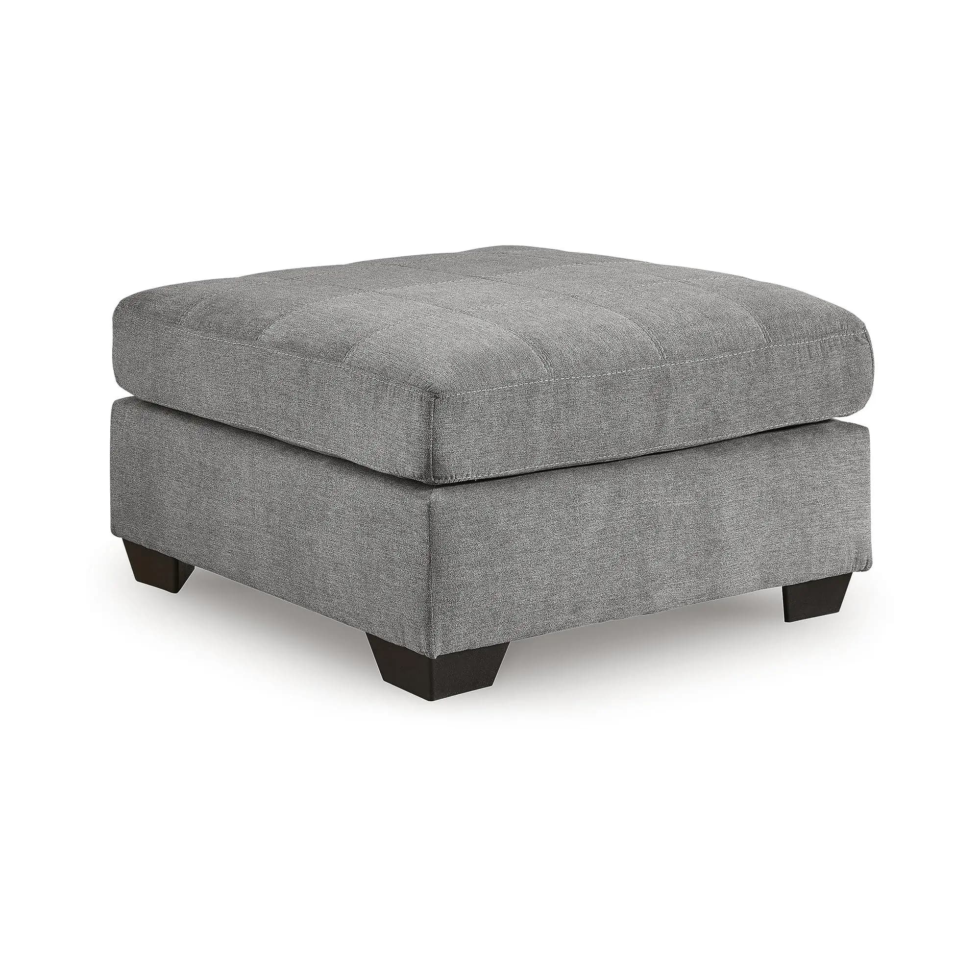 Light Gray Square Tufted Oversized Upholstered Accent Footstool With Wooden Legs
