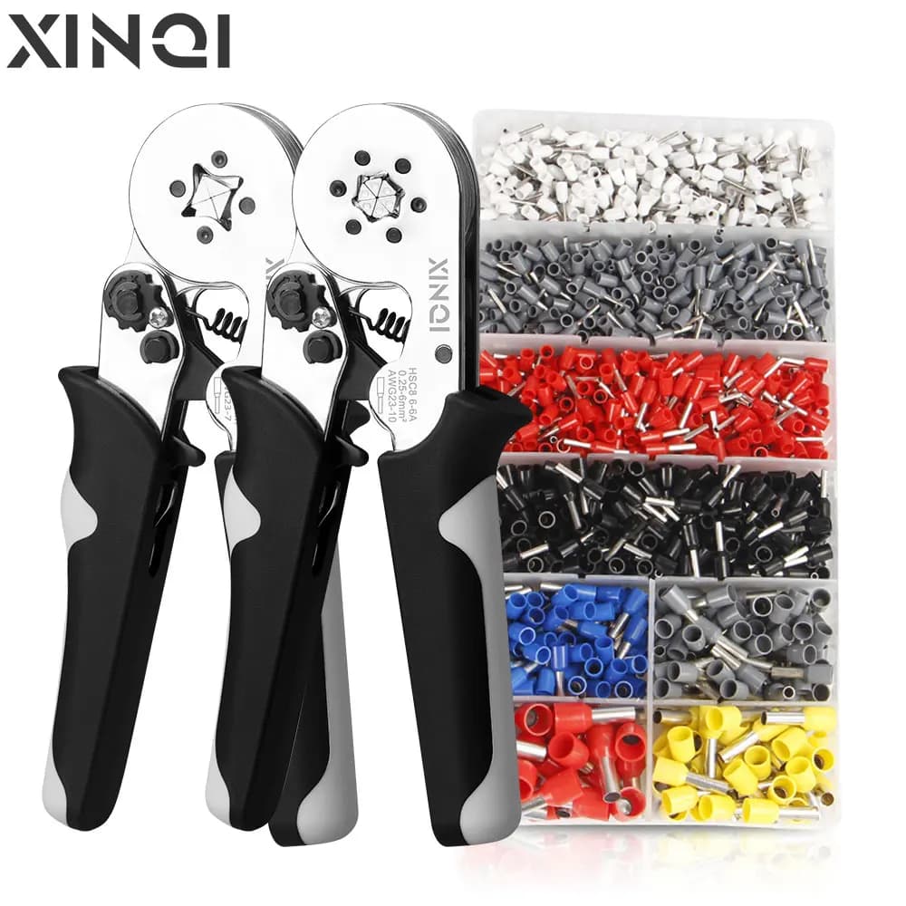 XINQI HCS8 10-6A 10 mm2 pipe terminals Set of crimping pliers with storage bag and hand tools crimping pliers for electricians
