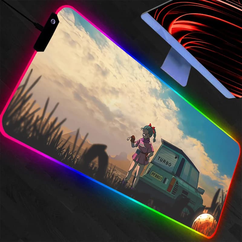 Tappetino Mouse XXL Retroilluminato in Gomma per PC, Grande Mousepad RGB Dragon Ball per Gamer, Tappetino LED per Tastiera e Scrivania, Tappetino per Computer Durevole
