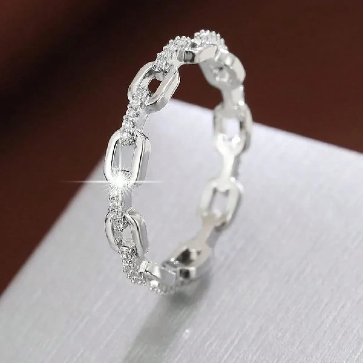 1 anello con design a catena, anello di fidanzamento alla moda, accessori quotidiani da donna, gioielli casual da festa