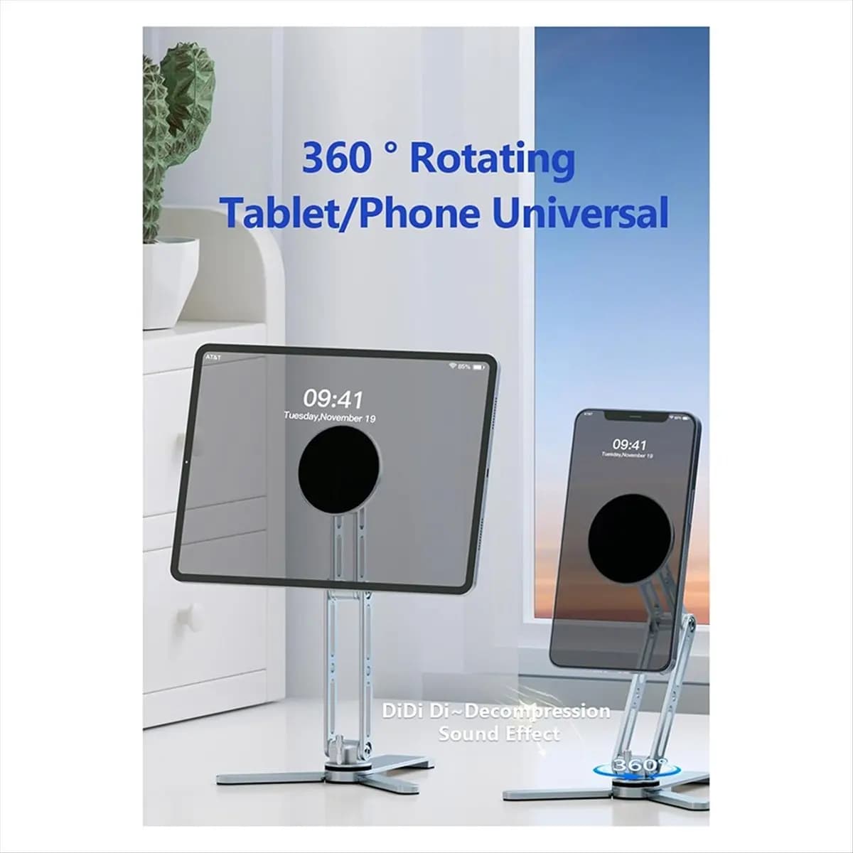 2 in 1 per supporto tablet telefono supporto selfie stick alluminio 360 ° Girevole pieghevole per viaggi e desktop