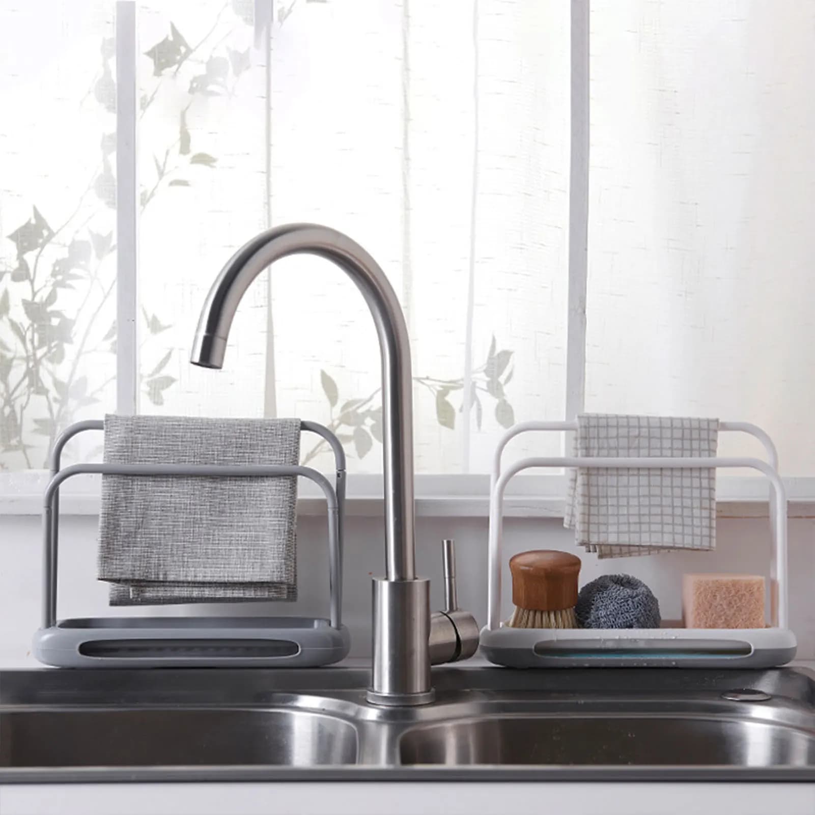 2 Dish Towel Bar Sponge Holder for Kitchen Sink Sturdy Durable Sink Organizer for Kitchen Sink Management