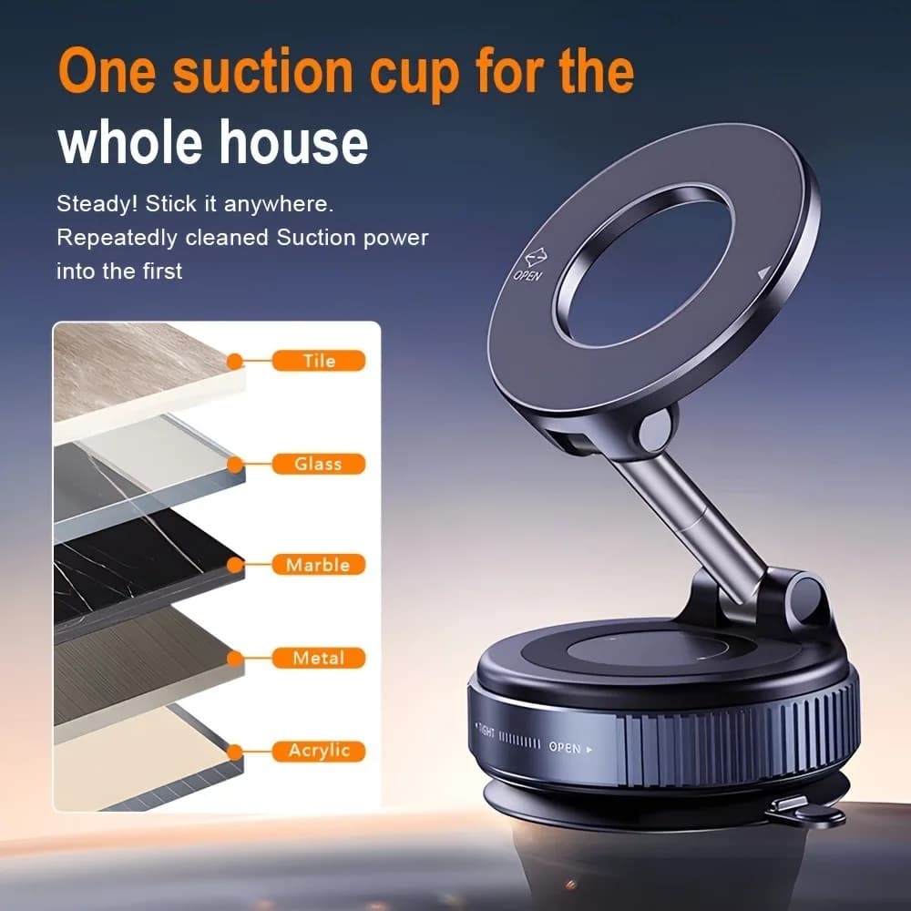Strong Magnetic Phone Holder Vacuum Magnet Multi-angles Adjustment Strong Magnetic Suck Design Foldable Car Holder For iPhone